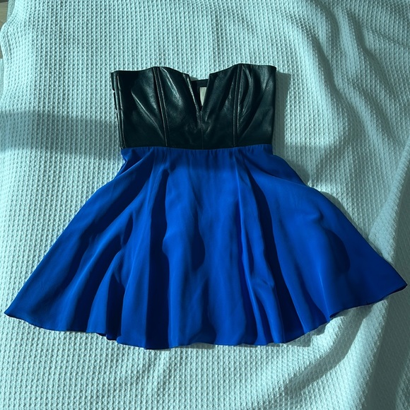 Mason blue/black leather and silk dress size 4 - Picture 2 of 11